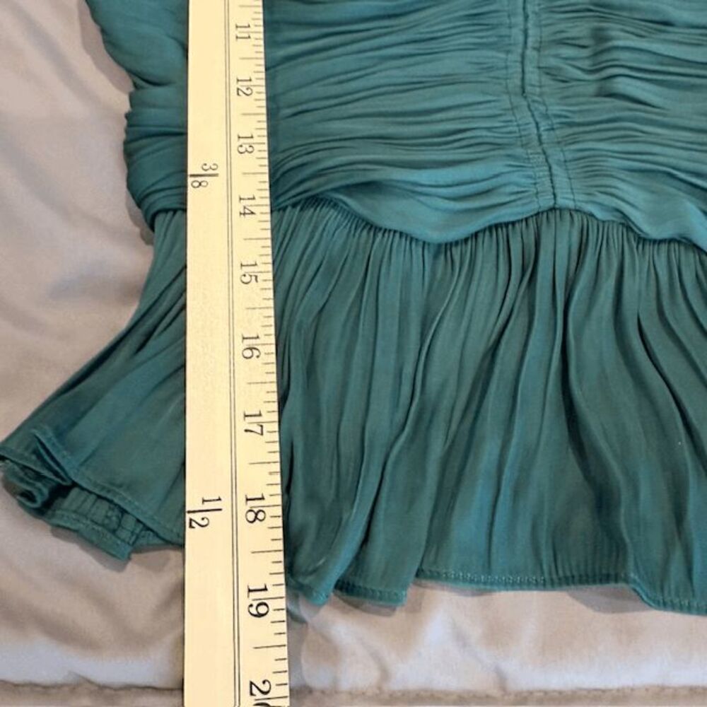 NWT House of Harlow Emerald Green Ruched Balloon Sleeve Cropped Blouse Size XS - Picture 10 of 12